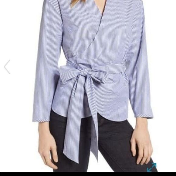 NWT J CREW STRIPED Wrap Top - Picture 2 of 11